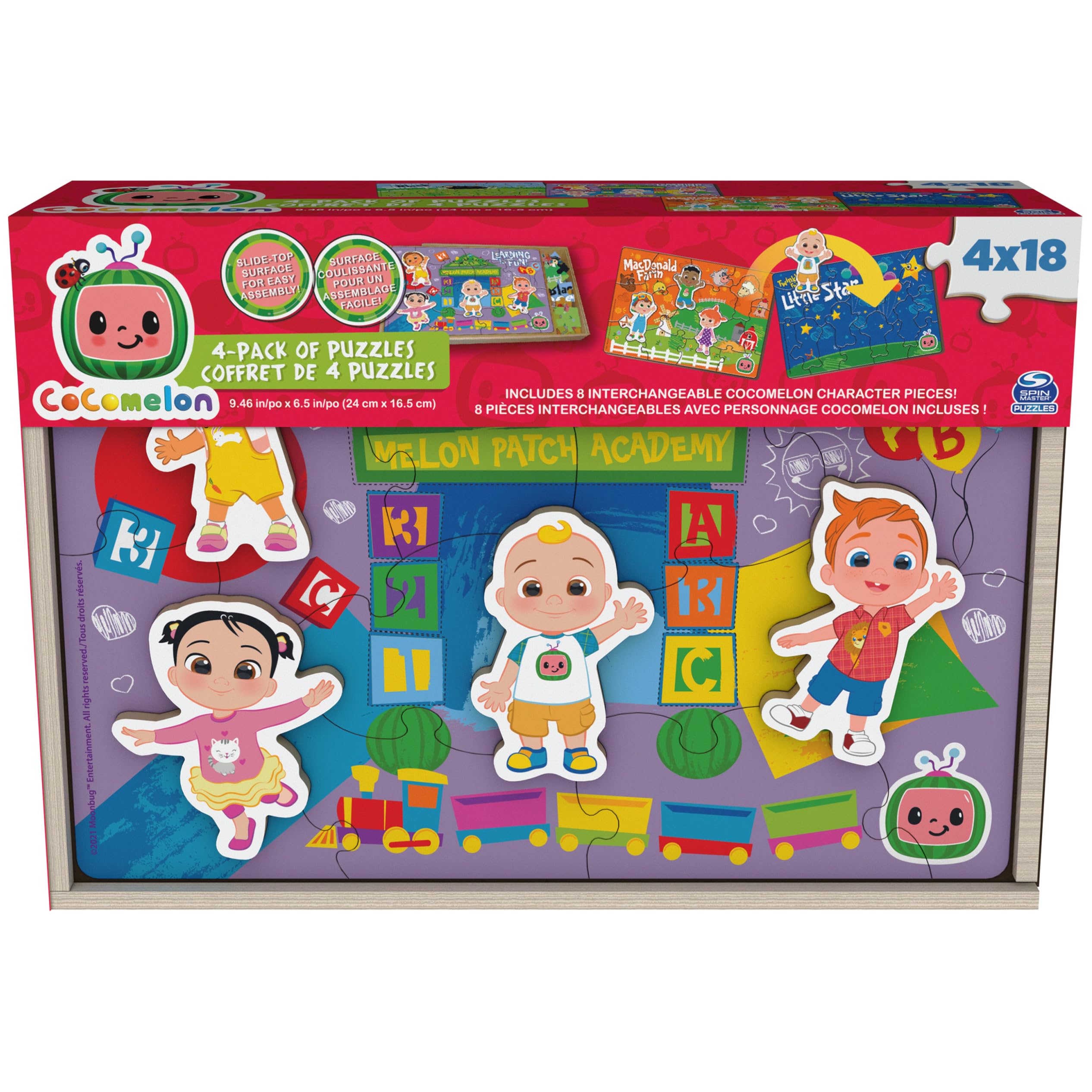 Amazon.com: Spin Master Games, CoComelon Puzzles 4-Pack, Wooden